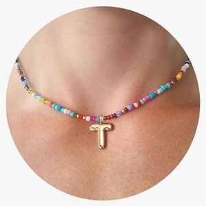Beaded initial Necklace S1123